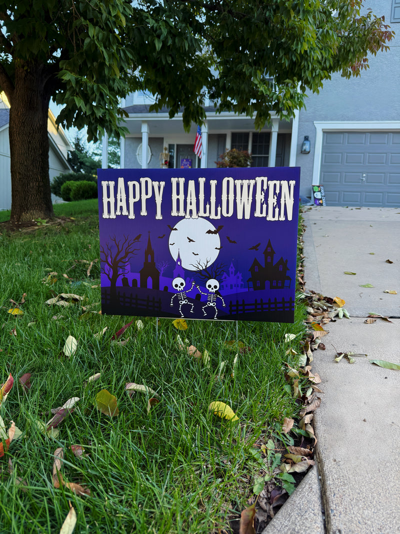 Happy Halloween Dancing Skeletons — Door & Yard Sign