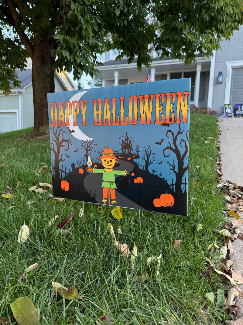 Happy Halloween Scarecrow — Door & Yard Sign