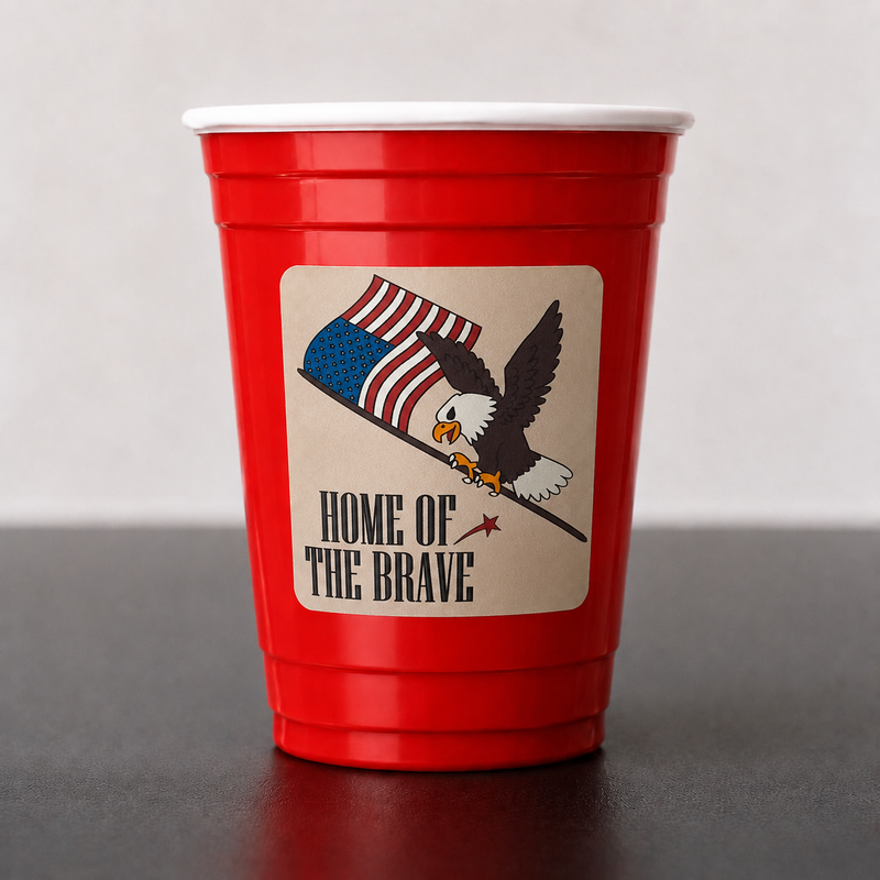 Home of the Brave cup sticker